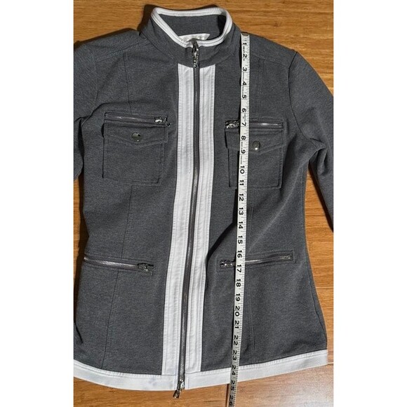 Boston Proper Chic Zippered Sport Coordinate Set - Sporty Gray/White Size Small - Picture 6 of 7